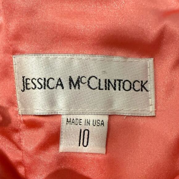 Vintage Jessica McClintock Pink Floral Lace Strapless Mermaid Maxi Dress size 10 - Picture 5 of 14